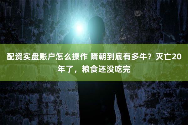 配资实盘账户怎么操作 隋朝到底有多牛？灭亡20年了，粮食还没吃完