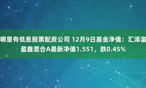 哪里有低息股票配资公司 12月9日基金净值：汇添富盈鑫混合A最新净值1.551，跌0.45%