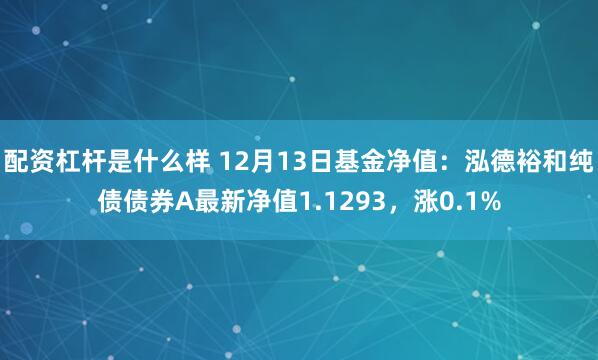 配资杠杆是什么样 12月13日基金净值：泓德裕和纯债债券A最新净值1.1293，涨0.1%