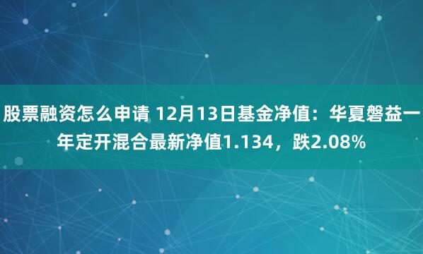 股票融资怎么申请 12月13日基金净值：华夏磐益一年定开混合最新净值1.134，跌2.08%