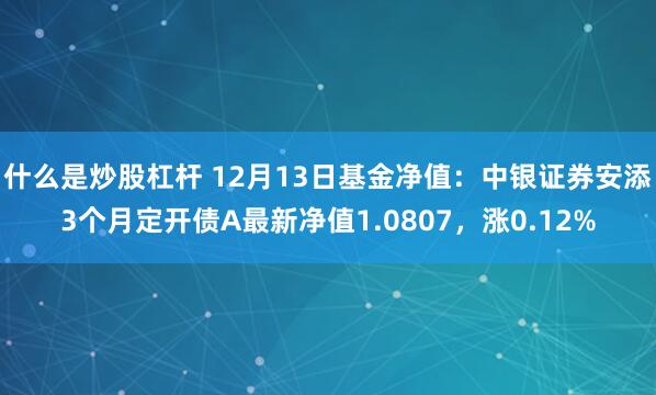 什么是炒股杠杆 12月13日基金净值：中银证券安添3个月定开债A最新净值1.0807，涨0.12%