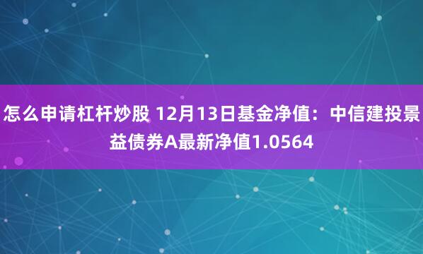 怎么申请杠杆炒股 12月13日基金净值：中信建投景益债券A最新净值1.0564