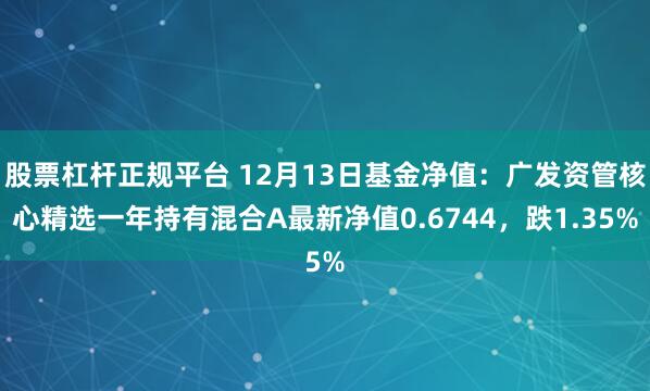 股票杠杆正规平台 12月13日基金净值：广发资管核心精选一年持有混合A最新净值0.6744，跌1.35%