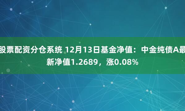 股票配资分仓系统 12月13日基金净值：中金纯债A最新净值1.2689，涨0.08%