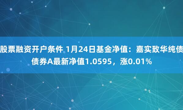 股票融资开户条件 1月24日基金净值：嘉实致华纯债债券A最新净值1.0595，涨0.01%